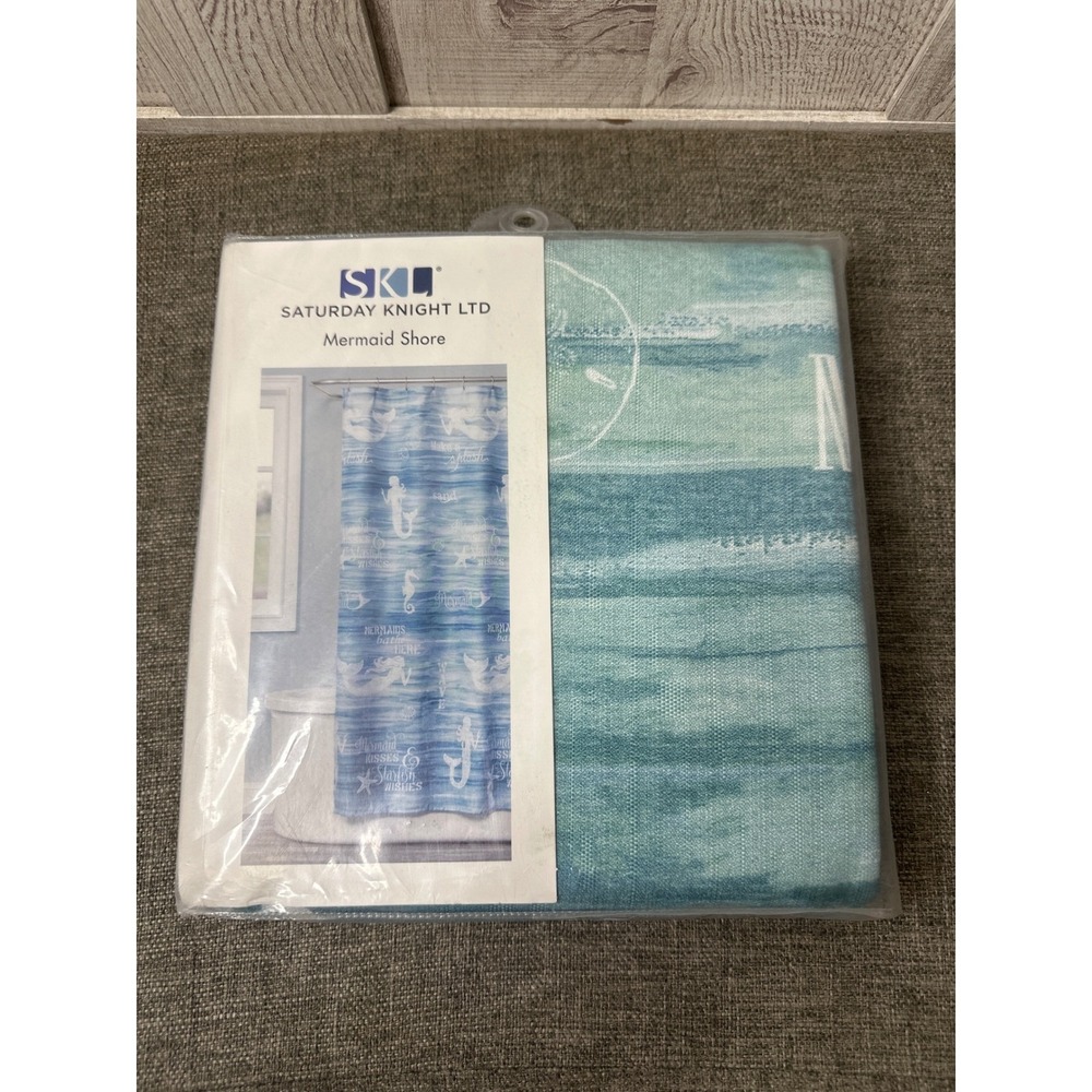 Saturday Knight Ltd Mermaid Ocean Shore Shower Curtain Blue Teal Fabric 70x72